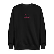 Load image into Gallery viewer, Signature Blessed and Stressed Embroidered Fleece Pullover