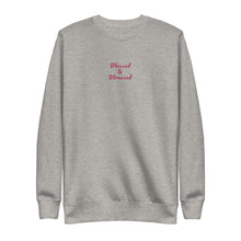 Load image into Gallery viewer, Signature Blessed and Stressed Embroidered Fleece Pullover