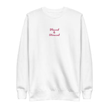 Load image into Gallery viewer, Signature Blessed and Stressed Embroidered Fleece Pullover