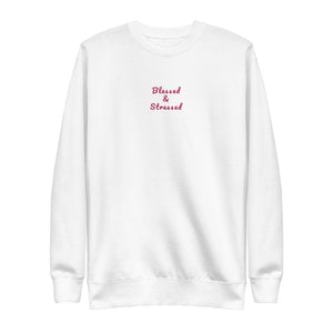 Signature Blessed and Stressed Embroidered Fleece Pullover