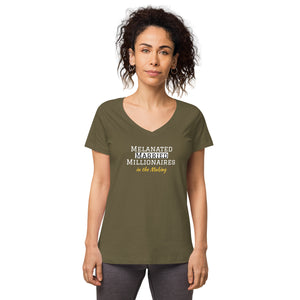 Melanated Married Millionaires Manifesting Women’s fitted v-neck t-shirt