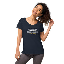 Load image into Gallery viewer, Melanated Married Millionaires Manifesting Women’s fitted v-neck t-shirt
